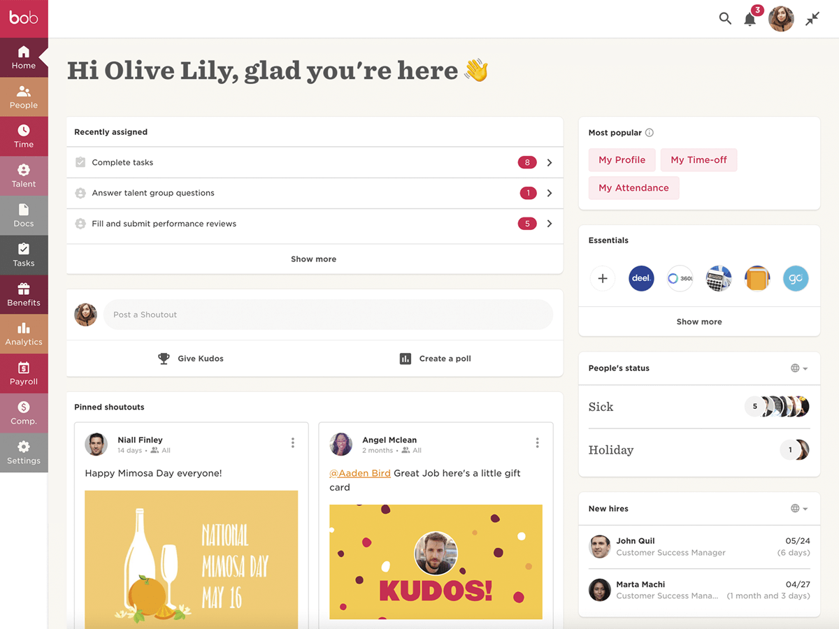HiBob key features include HiBob key features include